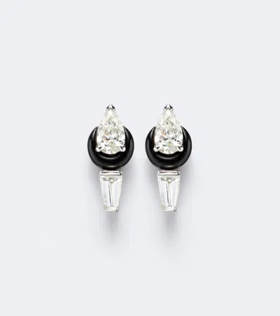 Nikos Koulis Oui 18kt White Gold And Enamel Earrings With Diamonds In Silver