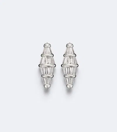 Nikos Koulis Spectrum Large 18kt White Gold Earrings With Diamonds In Silver