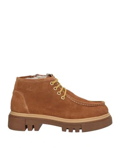 Nila & Nila Woman Ankle Boots Camel Size 8 Leather In Sand
