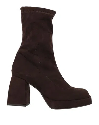 Nila & Nila Woman Ankle Boots Dark Brown Size 9 Leather