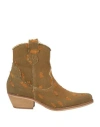 Nila & Nila Woman Ankle Boots Khaki Size 8 Textile Fibers In Beige