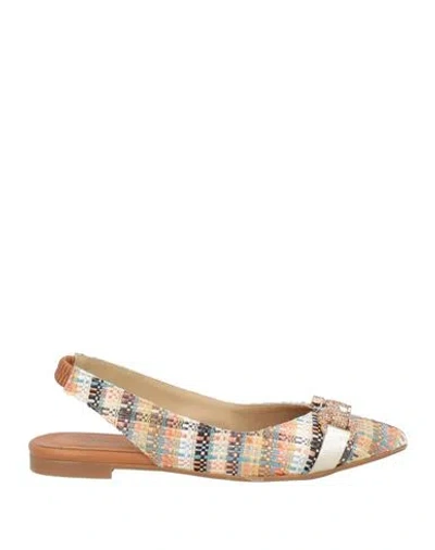 Nila & Nila Woman Ballet Flats Beige Size 8 Leather, Natural Raffia