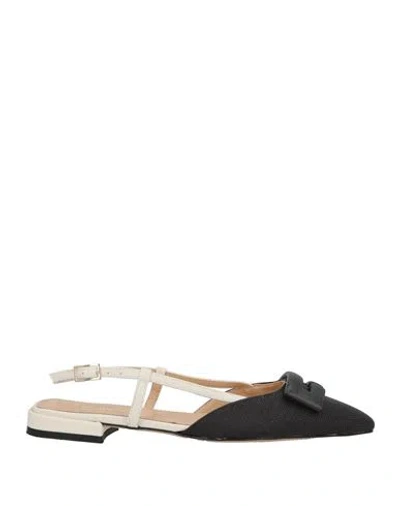 Nila & Nila Woman Ballet Flats Black Size 8 Textile Fibers, Leather In Multi