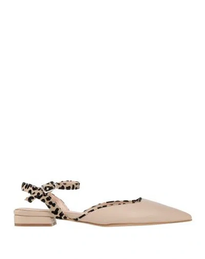 Nila & Nila Woman Ballet Flats Sand Size 8 Leather, Textile Fibers In Pink