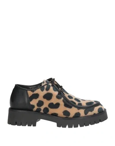 Nila & Nila Woman Lace-up Shoes Beige Size 6 Synthetic Fibers In Black