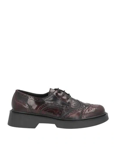 Nila & Nila Woman Lace-up Shoes Burgundy Size 8 Leather In Multi