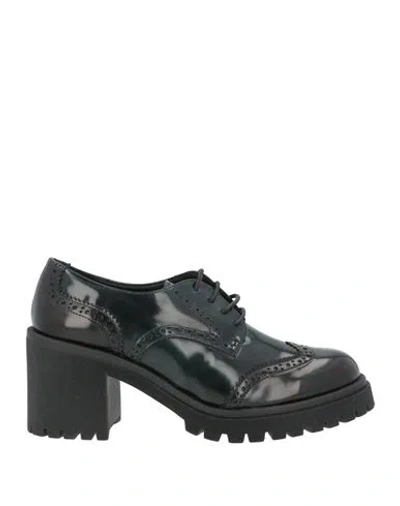 Nila & Nila Woman Lace-up Shoes Dark Brown Size 9 Leather In Black