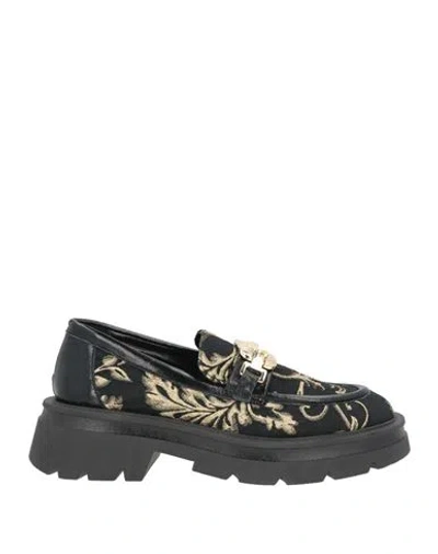 Nila & Nila Woman Loafers Black Size 6 Textile Fibers In Multi