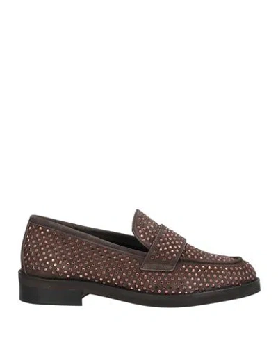 Nila & Nila Woman Loafers Dark Brown Size 8 Leather