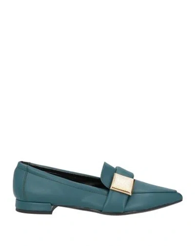 Nila & Nila Woman Loafers Deep Teal Size 7 Textile Fibers In Green