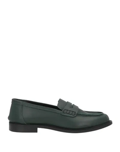 Nila & Nila Woman Loafers Deep Teal Size 8 Leather In Green