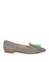 Nila & Nila Woman Loafers Grey Size 8 Leather In Grey
