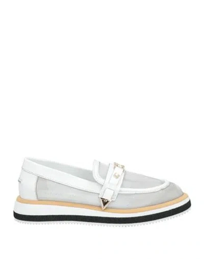 Nila & Nila Woman Loafers Silver Size 8 Leather, Textile Fibers