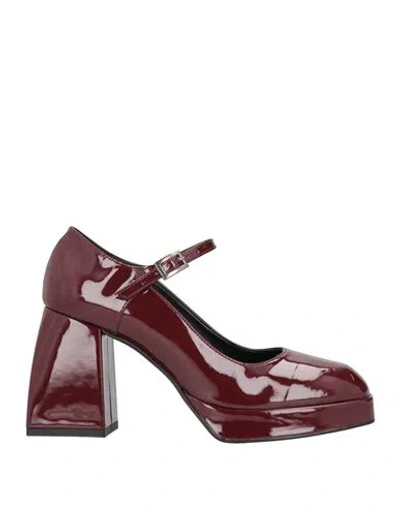 Nila & Nila Woman Pumps Burgundy Size 8 Textile Fibers In Red