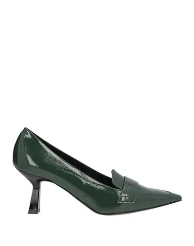 Nila & Nila Woman Pumps Dark Green Size 8 Leather