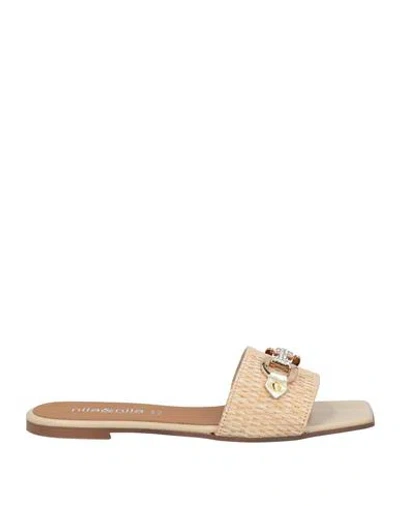Nila & Nila Woman Sandals Beige Size 8 Synthetic Raffia