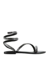 Nila & Nila Woman Sandals Black Size 8 Leather In Silver