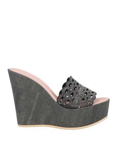 Nila & Nila Woman Sandals Black Size 8 Textile Fibers