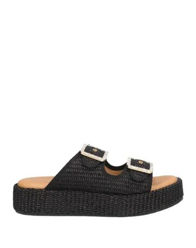Nila & Nila Woman Sandals Black Size 8 Textile Fibers