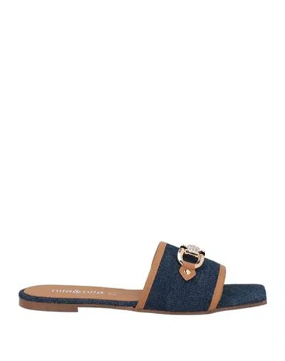 Nila & Nila Woman Sandals Blue Size 8 Textile Fibers, Leather