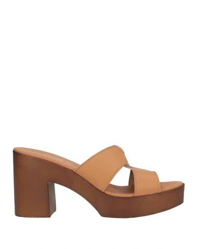 Nila & Nila Woman Sandals Camel Size 11 Leather In Neutral