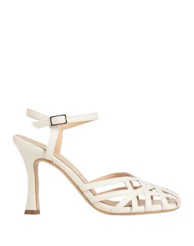 Nila & Nila Woman Sandals Ivory Size 8 Synthetic Fibers In White