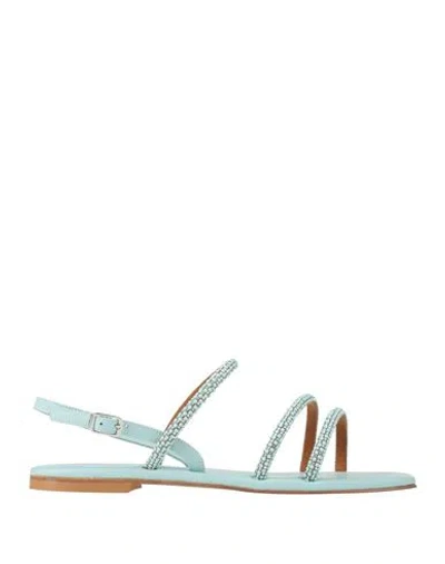Nila & Nila Woman Sandals Turquoise Size 10 Leather In Blue