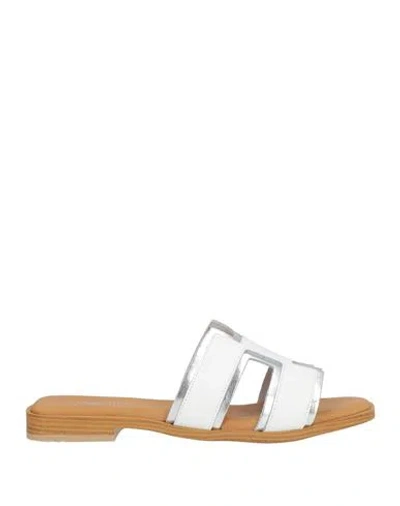 Nila & Nila Woman Sandals White Size 8 Leather, Synthetic Material In Multi