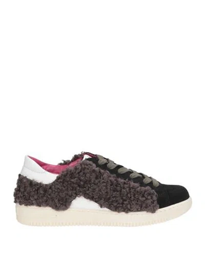 Nila & Nila Woman Sneakers Black Size 7 Leather, Textile Fibers