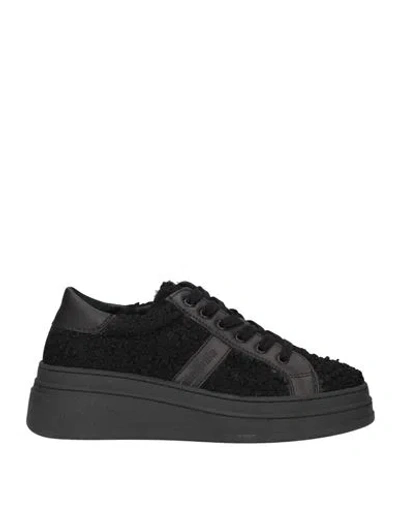 Nila & Nila Woman Sneakers Black Size 7 Soft Leather, Textile Fibers