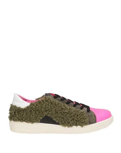 Nila & Nila Woman Sneakers Fuchsia Size 8 Leather, Textile Fibers In Pink