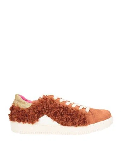 Nila & Nila Woman Sneakers Tan Size 8 Leather, Textile Fibers In Brown