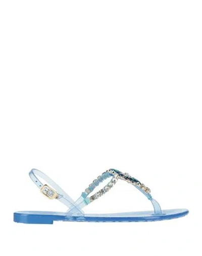 Nila & Nila Woman Thong Sandal Azure Size 8 Rubber In Blue