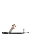 Nila & Nila Woman Thong Sandal Charcoal Size 7 Rubber In Grey