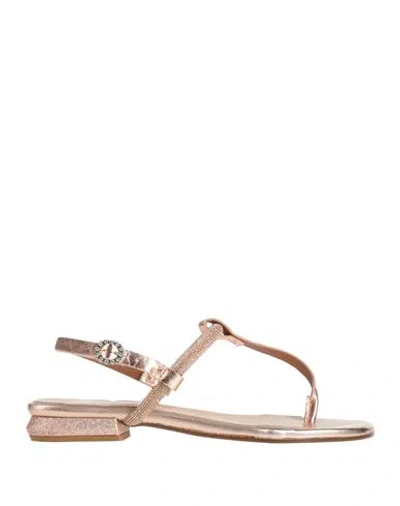 Nila & Nila Woman Thong Sandal Rose Gold Size 7 Leather, Textile Fibers