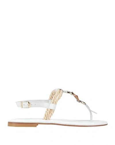 Nila & Nila Woman Thong Sandal White Size 7 Leather, Textile Fibers