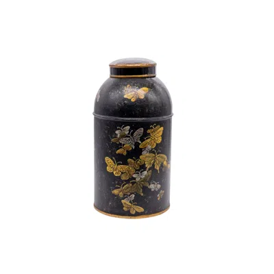 Nila Parmar Designs Black Butterfly Metal Cannister