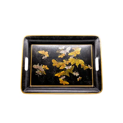 Nila Parmar Designs Black Butterfly Metal Tray