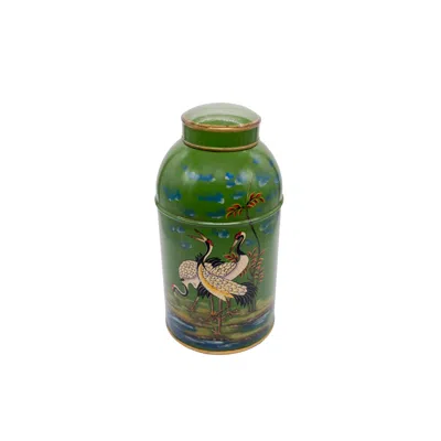 Nila Parmar Designs Green Crane Garden Cannister