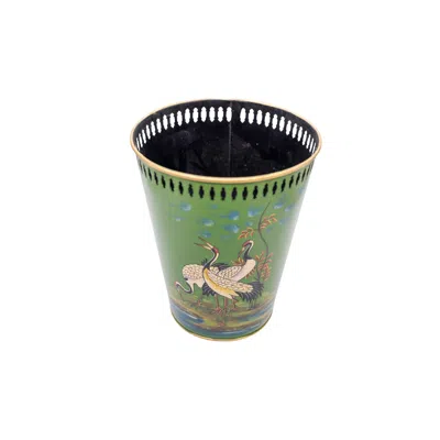 Nila Parmar Designs Green Crane Garden Metal Bin