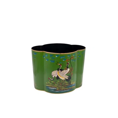 Nila Parmar Designs Green Crane Garden Wide Vase