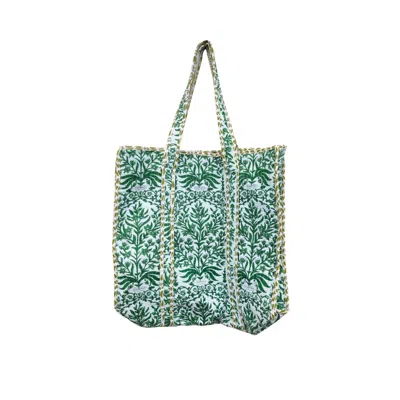Nila Parmar Designs Women's Ditsy Green Cotton Quilted Tote Bag