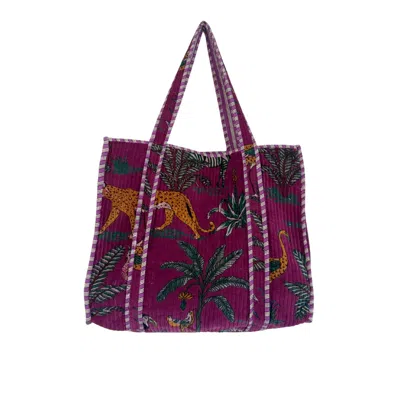 Nila Parmar Designs Women's Purple Jungle Velvet Quilted Tote Bag