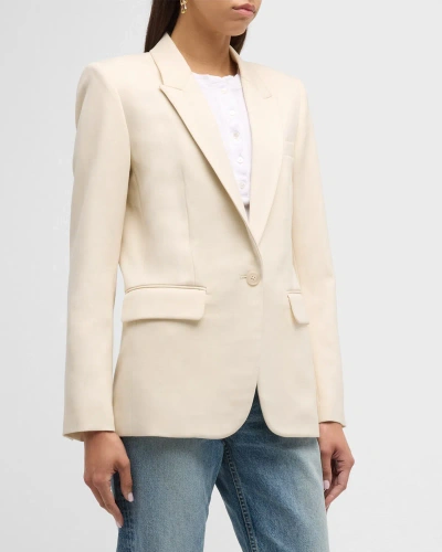 Nili Lotan Adele Single-breasted Gabardine Blazer Jacket In Stone