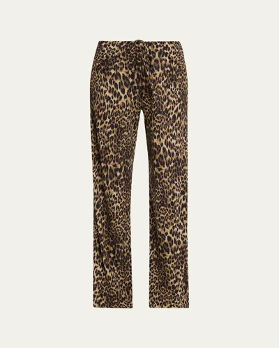 Nili Lotan Adriel Leopard-print Crepe De Chine Wide-leg Pants In Brown