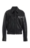 Nili Lotan Aime Leather Bomber Jacket In Black