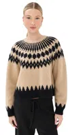 Nili Lotan Alena Alpaca Sweater Light Camel Fair Isle In Brown