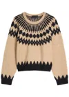 Nili Lotan Alena Alpaca Sweater Light Camel Fair Isle In Multi