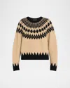 Nili Lotan Alena Fair Isle Crewneck Sweater In Gold