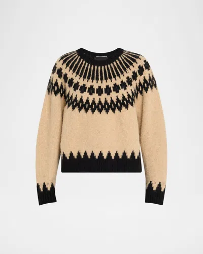 Nili Lotan Alena Fair Isle Crewneck Sweater In Gold